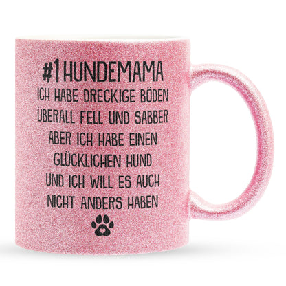 22Feels® Hundemama Geschenk - Glitzertasse mit Spruch (Pink, 320ml)-Glitzertasse Pink 320ml-22Feels