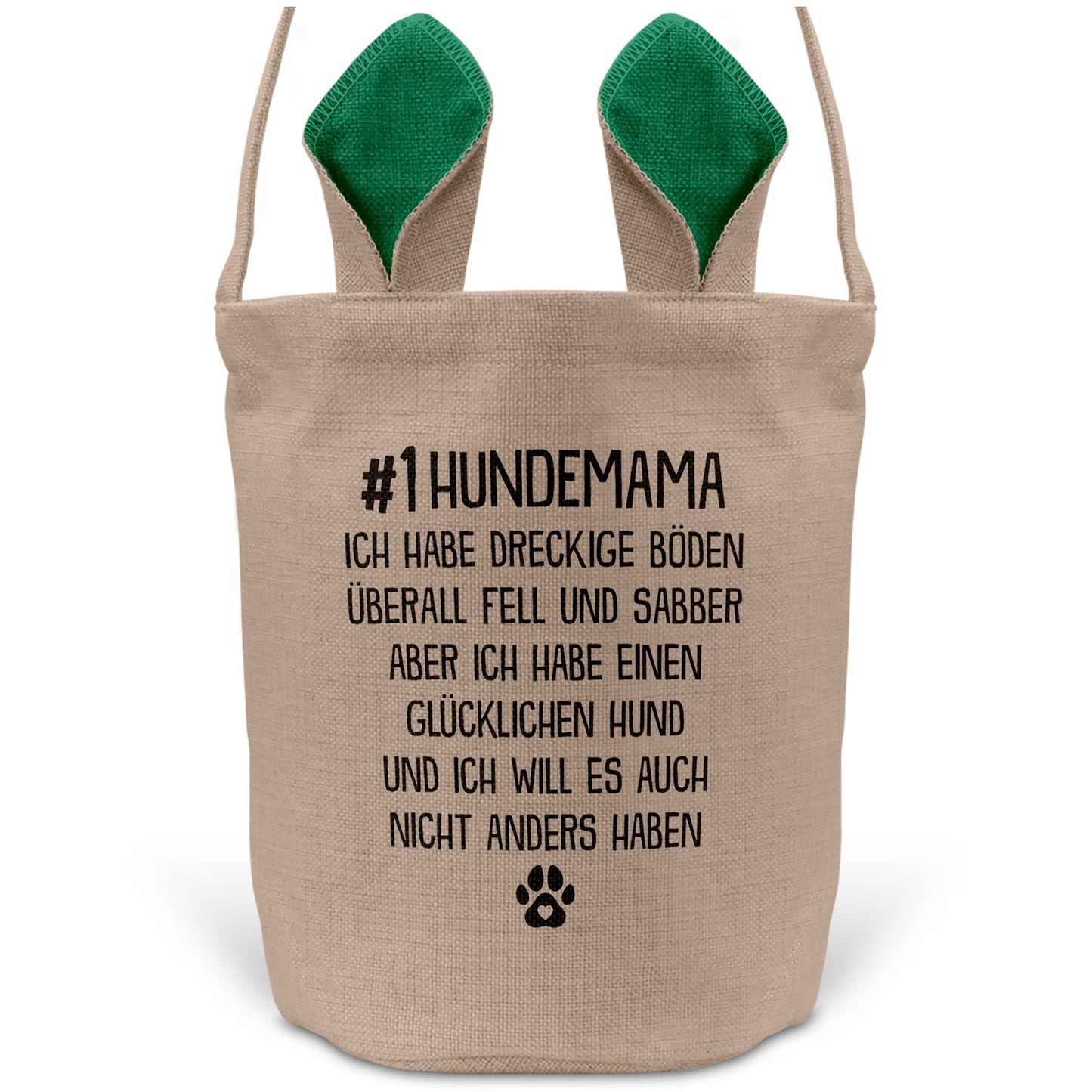 22Feels® Hundemama Frauchen Hund Osterkorb mit Henkel Ostergeschenk Tragetasche Ostern Deko Osternest Körbchen Hasenohren (Beige/Grün)-Ostern Tragetasche-22Feels