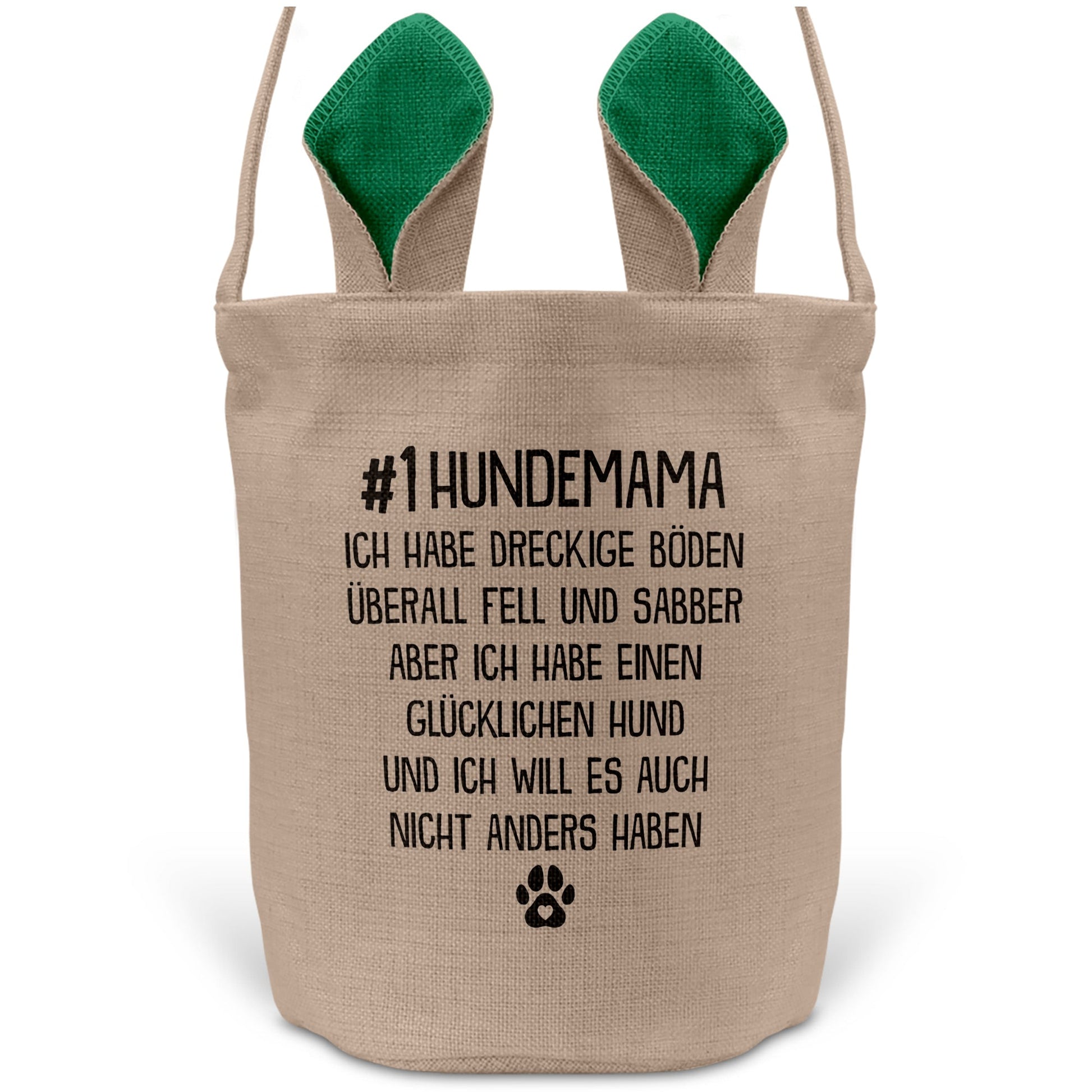 22Feels® Hundemama Frauchen Hund Osterkorb mit Henkel Ostergeschenk Tragetasche Ostern Deko Osternest Körbchen Hasenohren (Beige/Grün)-Ostern Tragetasche-22Feels
