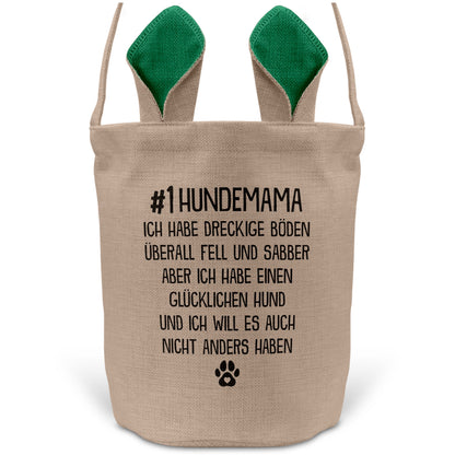 22Feels® Hundemama Frauchen Hund Osterkorb mit Henkel Ostergeschenk Tragetasche Ostern Deko Osternest Körbchen Hasenohren (Beige/Grün)-Ostern Tragetasche-22Feels