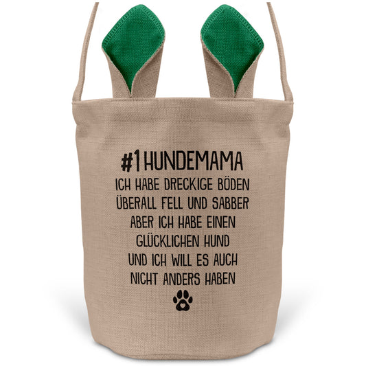 22Feels® Hundemama Frauchen Hund Osterkorb mit Henkel Ostergeschenk Tragetasche Ostern Deko Osternest Körbchen Hasenohren (Beige/Grün)-Ostern Tragetasche-22Feels