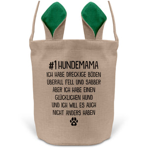 22Feels® Hundemama Frauchen Hund Osterkorb mit Henkel Ostergeschenk Tragetasche Ostern Deko Osternest Körbchen Hasenohren (Beige/Grün)-Ostern Tragetasche-22Feels