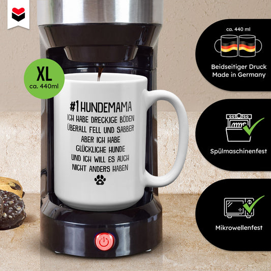 22Feels® Hundemama Geschenk - XL Tasse mit Spruch (Weiss, 440ml)-Weisse XL Tasse 440ml-22Feels