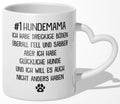22Feels® Hundemama Geschenk - Tasse mit Spruch: Glückliche Hunde (Herzhenkel, Weiss, 320ml)-Tasse Weiss Herzhenkel 320ml-22Feels