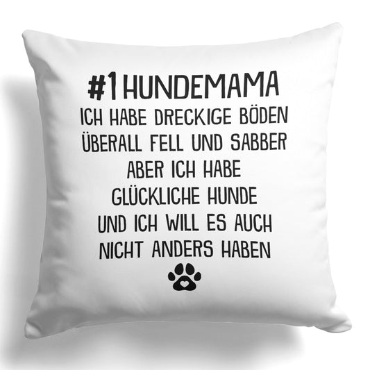 22Feels® Hundemama Geschenk für Dog Moms und Hunde Frauchen - Kissen mit Spruch (Weiss 40x40cm)-Kissen Weiss 40x40-22Feels