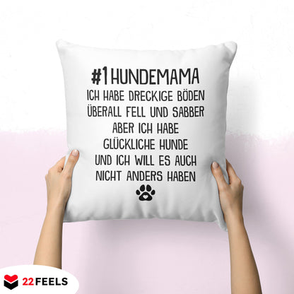 22Feels® Hundemama Geschenk für Dog Moms und Hunde Frauchen - Kissen mit Spruch (Weiss 40x40cm)-Kissen Weiss 40x40-22Feels
