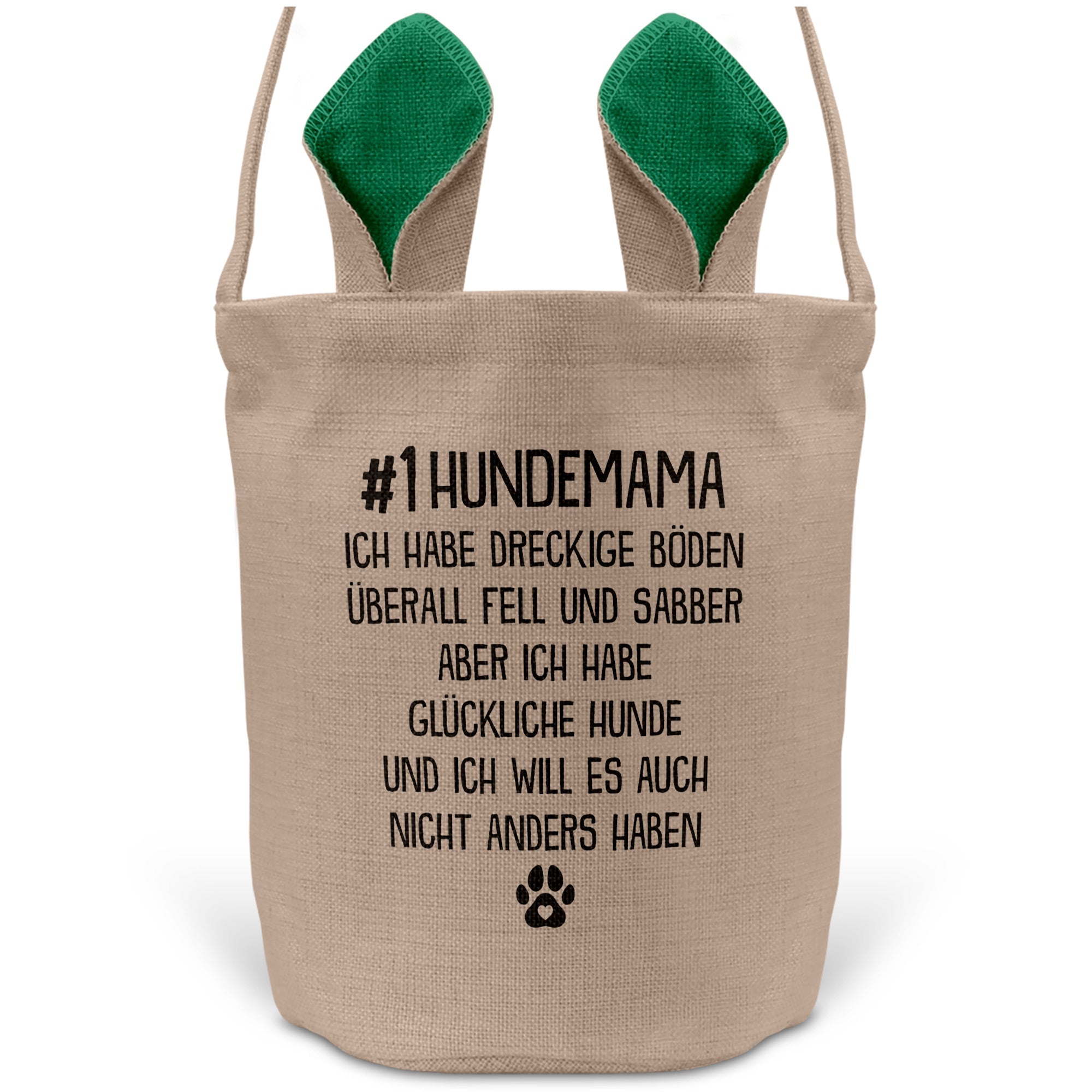 22Feels® Hundemama Frauchen Hunde Osterkorb mit Henkel Ostergeschenk Tragetasche Ostern Deko Osternest Körbchen Hasenohren (Beige/Grün)-Ostern Tragetasche-22Feels