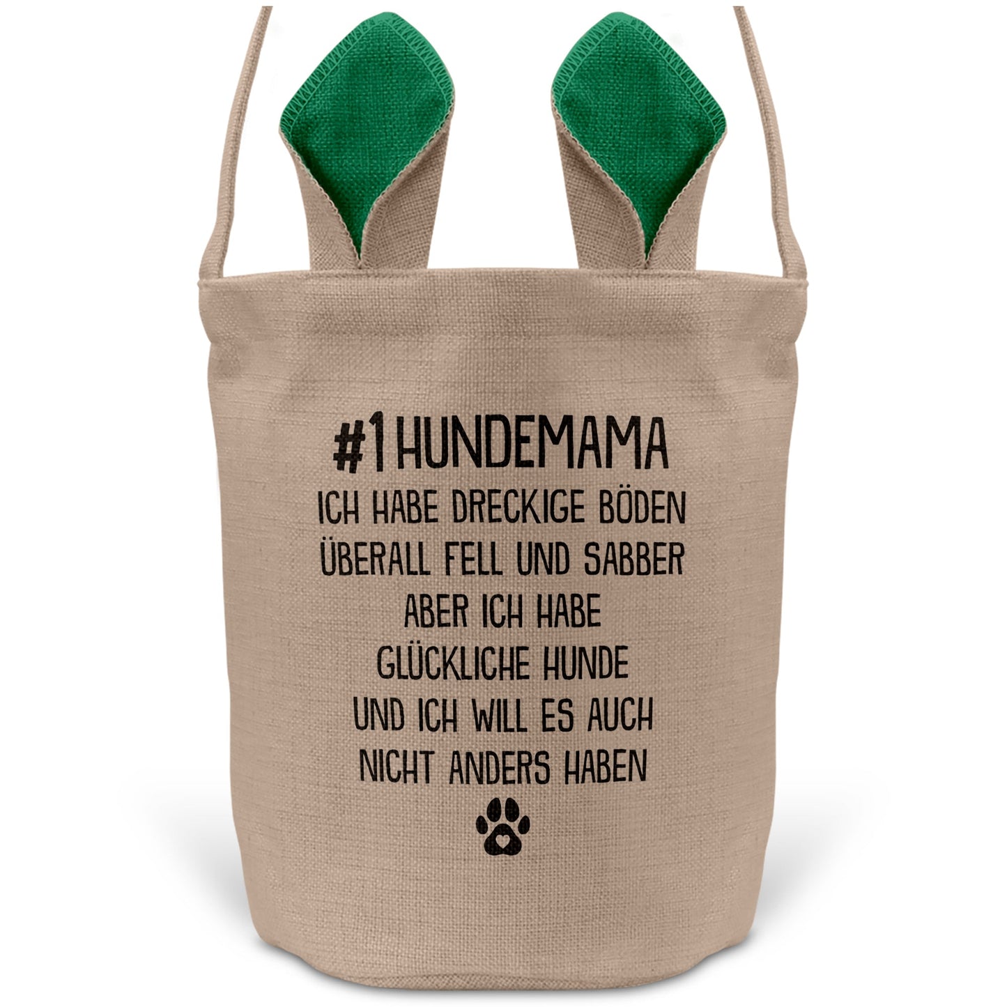 22Feels® Hundemama Frauchen Hunde Osterkorb mit Henkel Ostergeschenk Tragetasche Ostern Deko Osternest Körbchen Hasenohren (Beige/Grün)-Ostern Tragetasche-22Feels