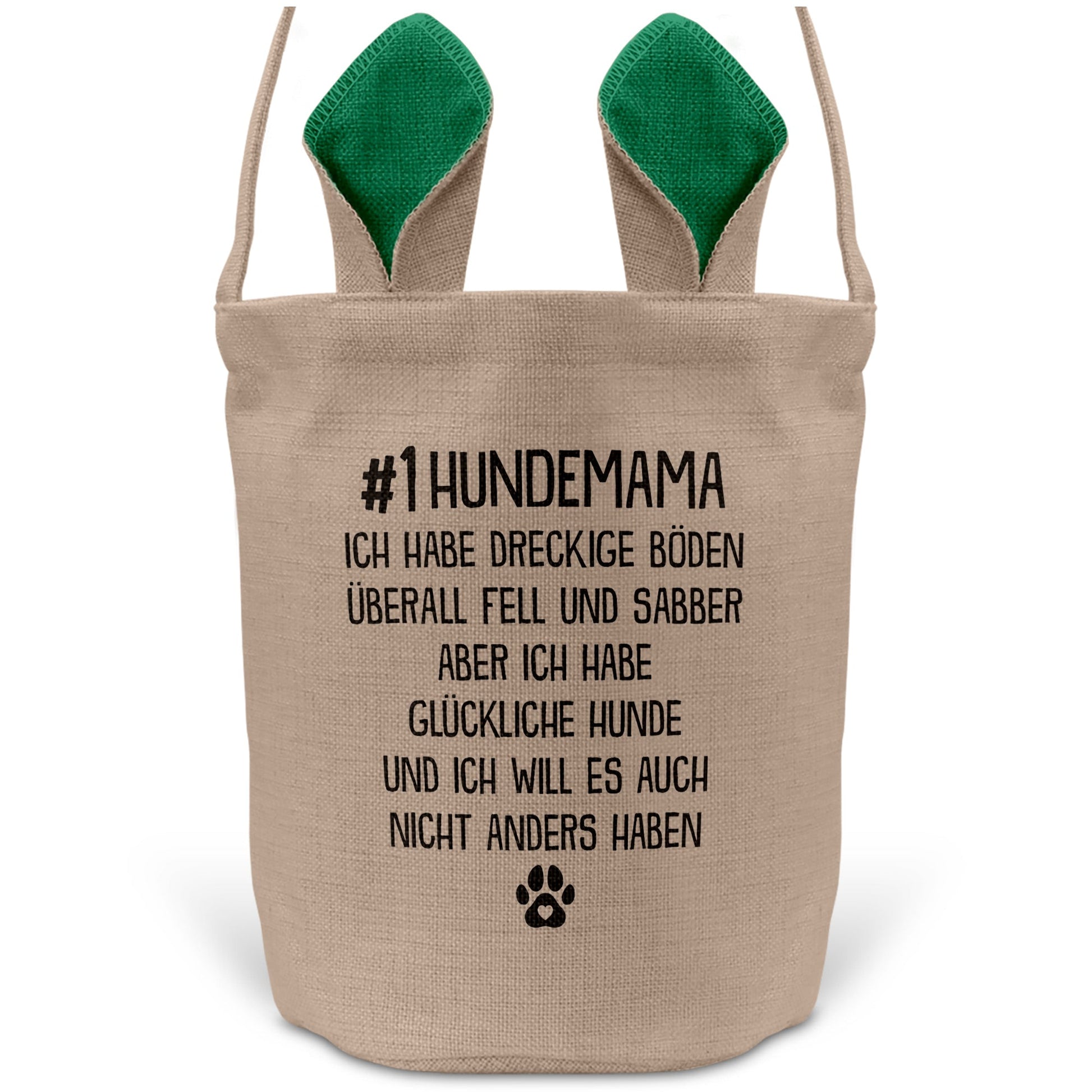 22Feels® Hundemama Frauchen Hunde Osterkorb mit Henkel Ostergeschenk Tragetasche Ostern Deko Osternest Körbchen Hasenohren (Beige/Grün)-Ostern Tragetasche-22Feels