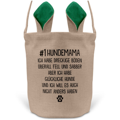 22Feels® Hundemama Frauchen Hunde Osterkorb mit Henkel Ostergeschenk Tragetasche Ostern Deko Osternest Körbchen Hasenohren (Beige/Grün)-Ostern Tragetasche-22Feels