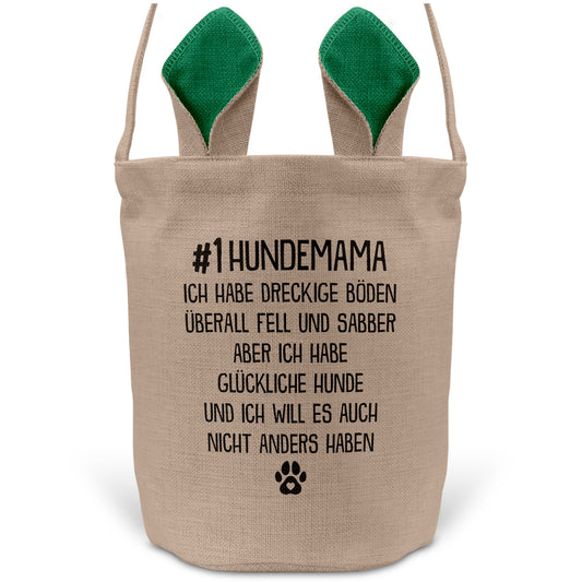 22Feels® Hundemama Frauchen Hunde Osterkorb mit Henkel Ostergeschenk Tragetasche Ostern Deko Osternest Körbchen Hasenohren (Beige/Grün)-Ostern Tragetasche-22Feels