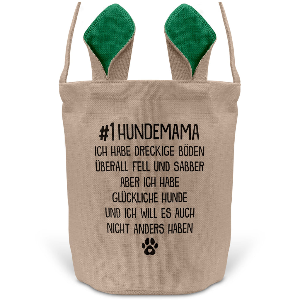 22Feels® Hundemama Frauchen Hunde Osterkorb mit Henkel Ostergeschenk Tragetasche Ostern Deko Osternest Körbchen Hasenohren (Beige/Grün)-Ostern Tragetasche-22Feels