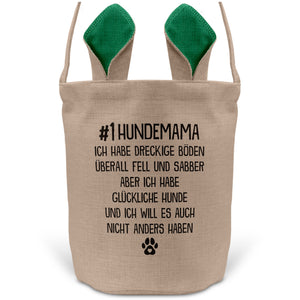 22Feels® Hundemama Frauchen Hunde Osterkorb mit Henkel Ostergeschenk Tragetasche Ostern Deko Osternest Körbchen Hasenohren (Beige/Grün)-Ostern Tragetasche-22Feels