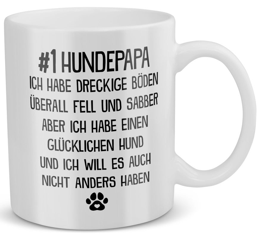 22Feels® Geschenk für Hunde-Herrchen - Tasse mit Spruch: #1 Hundepapa (Weiss, 320ml)-Weisse Tasse 320ml-22Feels
