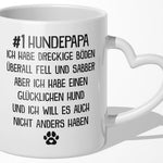 22Feels® Hundepapa Geschenk - Tasse mit Spruch: Glücklicher Hund (Herzhenkel, Weiss, 320ml)-Tasse Weiss Herzhenkel 320ml-22Feels