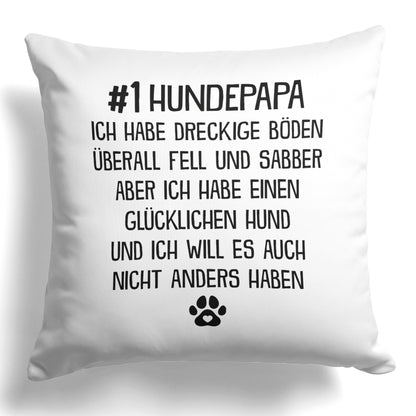 22Feels® Hundepapa Geschenk für Dog Dads und Hunde Herrchen - Kissen mit Spruch (Weiss 40x40cm)-Kissen Weiss 40x40-22Feels