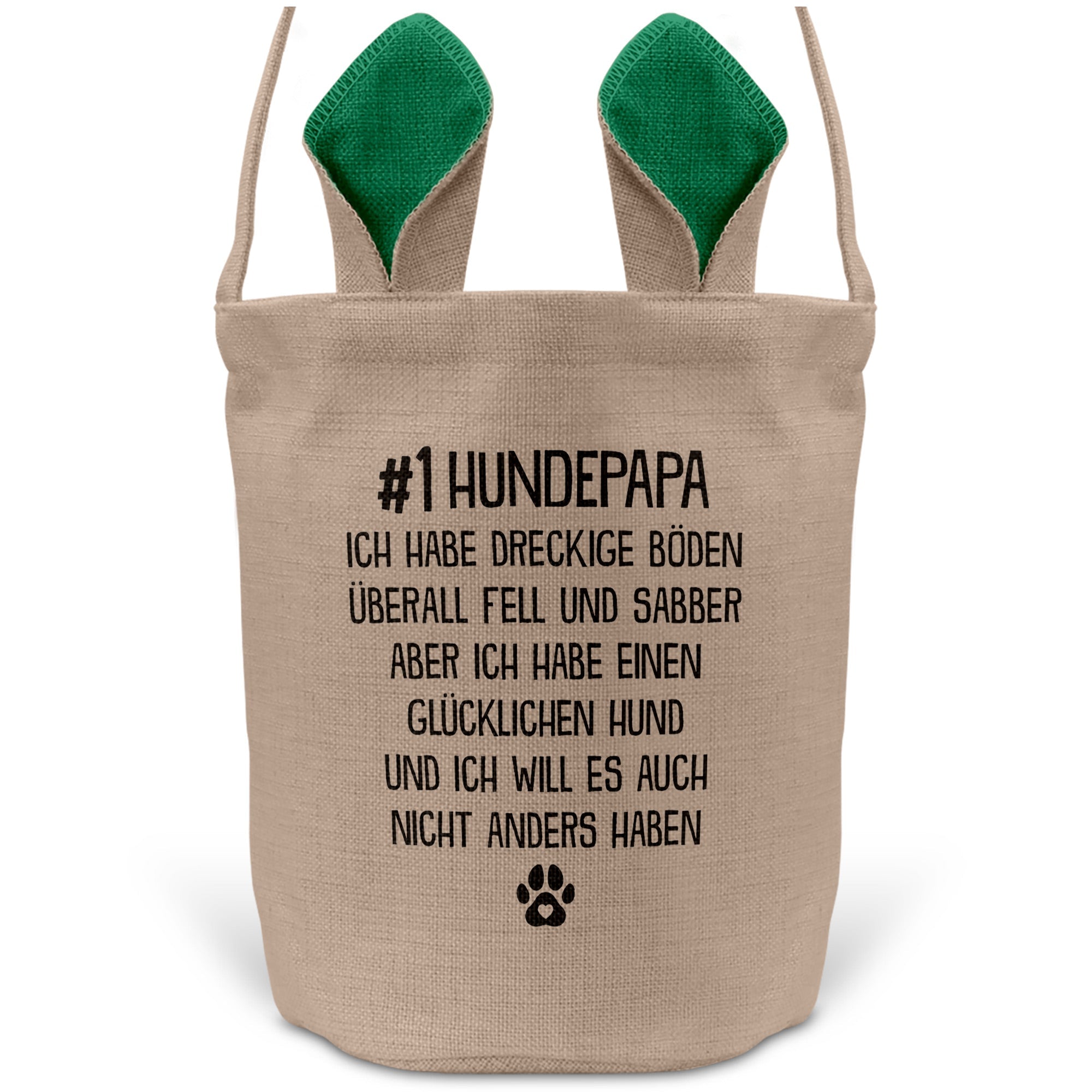22Feels® Hundepapa Herrchen Hund Osterkorb mit Henkel Ostergeschenk Tragetasche Ostern Deko Osternest Körbchen Hasenohren (Beige/Grün)-Ostern Tragetasche-22Feels