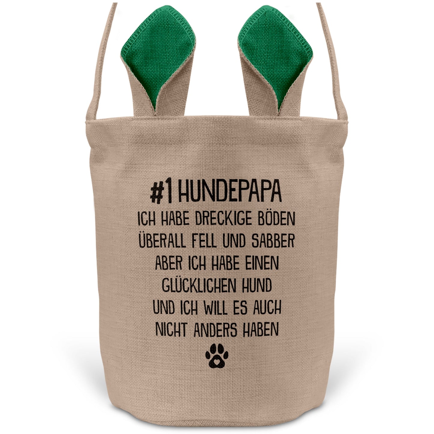 22Feels® Hundepapa Herrchen Hund Osterkorb mit Henkel Ostergeschenk Tragetasche Ostern Deko Osternest Körbchen Hasenohren (Beige/Grün)-Ostern Tragetasche-22Feels