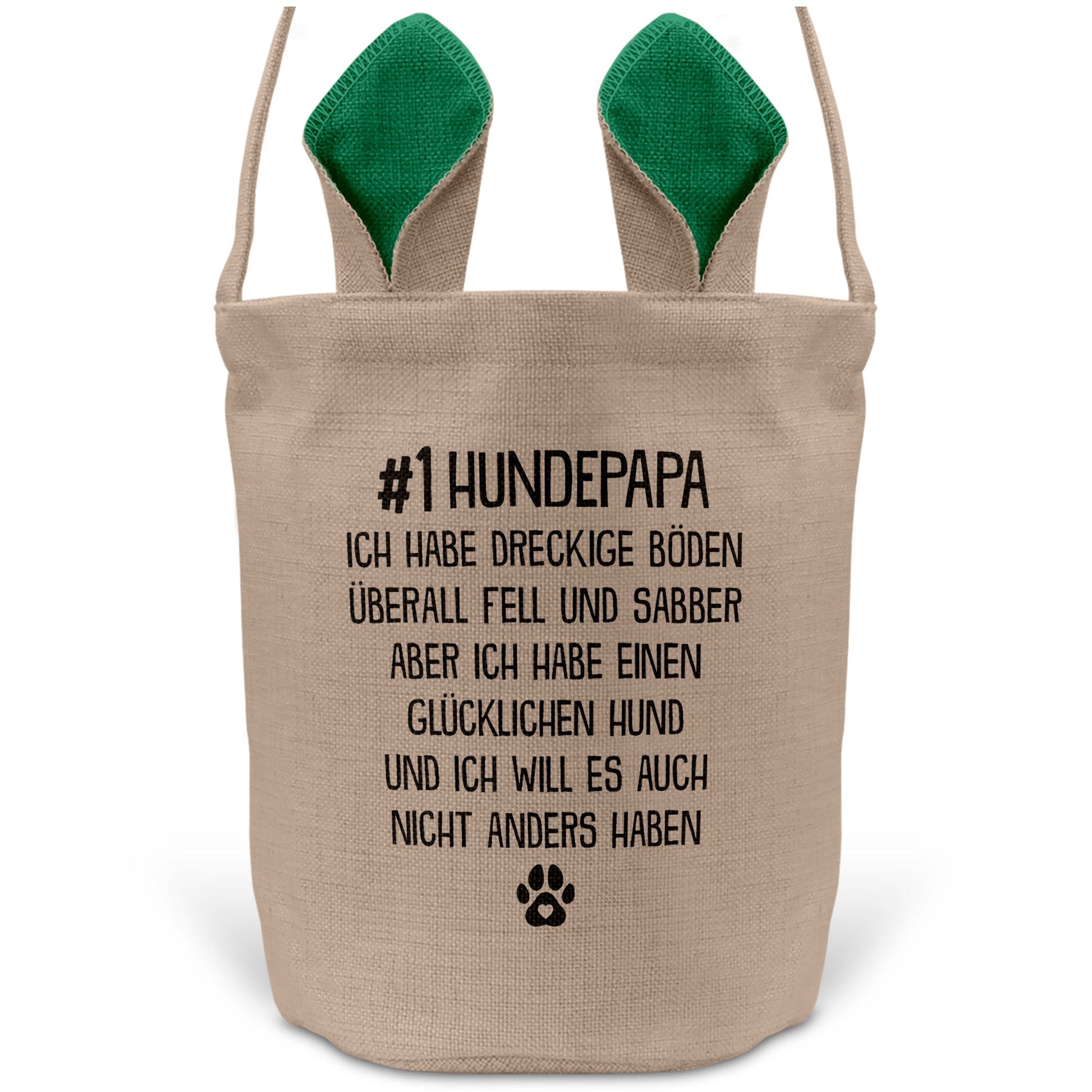 22Feels® Hundepapa Herrchen Hund Osterkorb mit Henkel Ostergeschenk Tragetasche Ostern Deko Osternest Körbchen Hasenohren (Beige/Grün)-Ostern Tragetasche-22Feels