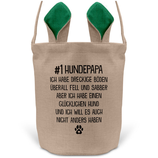 22Feels® Hundepapa Herrchen Hund Osterkorb mit Henkel Ostergeschenk Tragetasche Ostern Deko Osternest Körbchen Hasenohren (Beige/Grün)-Ostern Tragetasche-22Feels
