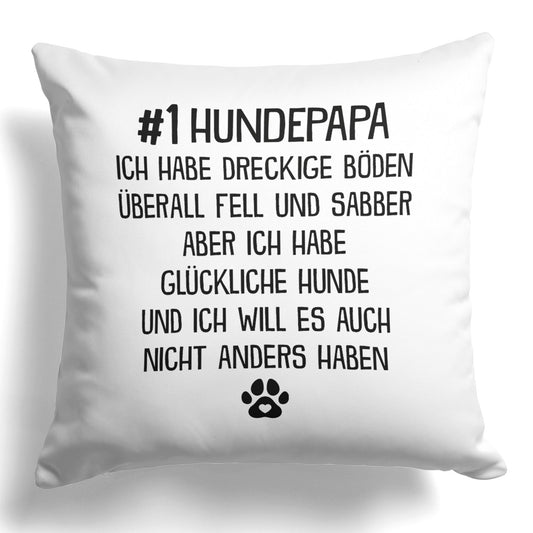 22Feels® Hundepapa Geschenk für Dog Dads und Hunde Herrchen - Kissen mit Spruch (Weiss 40x40cm)-Kissen Weiss 40x40-22Feels