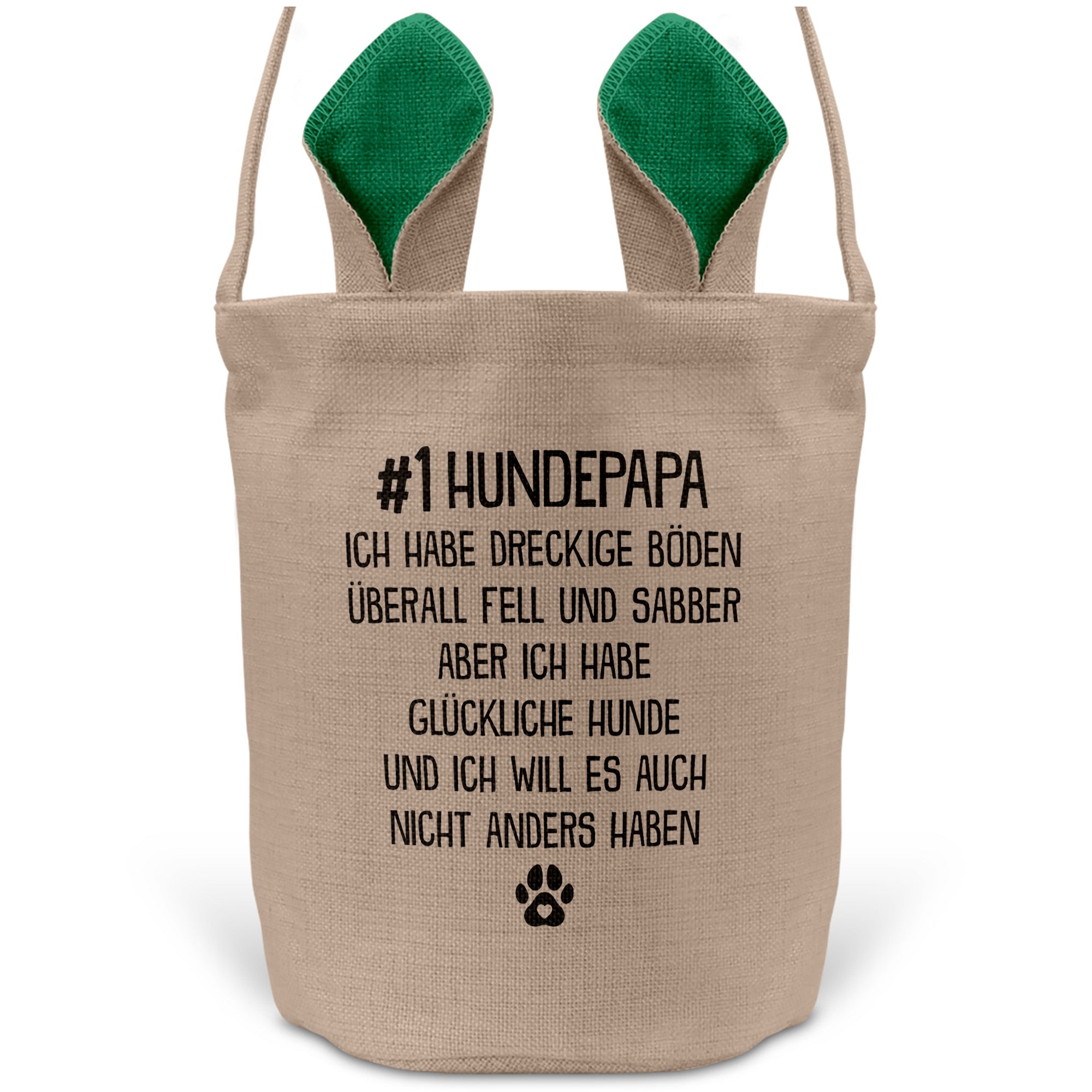 22Feels® Hundepapa Herrchen Hunde Osterkorb mit Henkel Ostergeschenk Tragetasche Ostern Deko Osternest Körbchen Hasenohren (Beige/Grün)-Ostern Tragetasche-22Feels