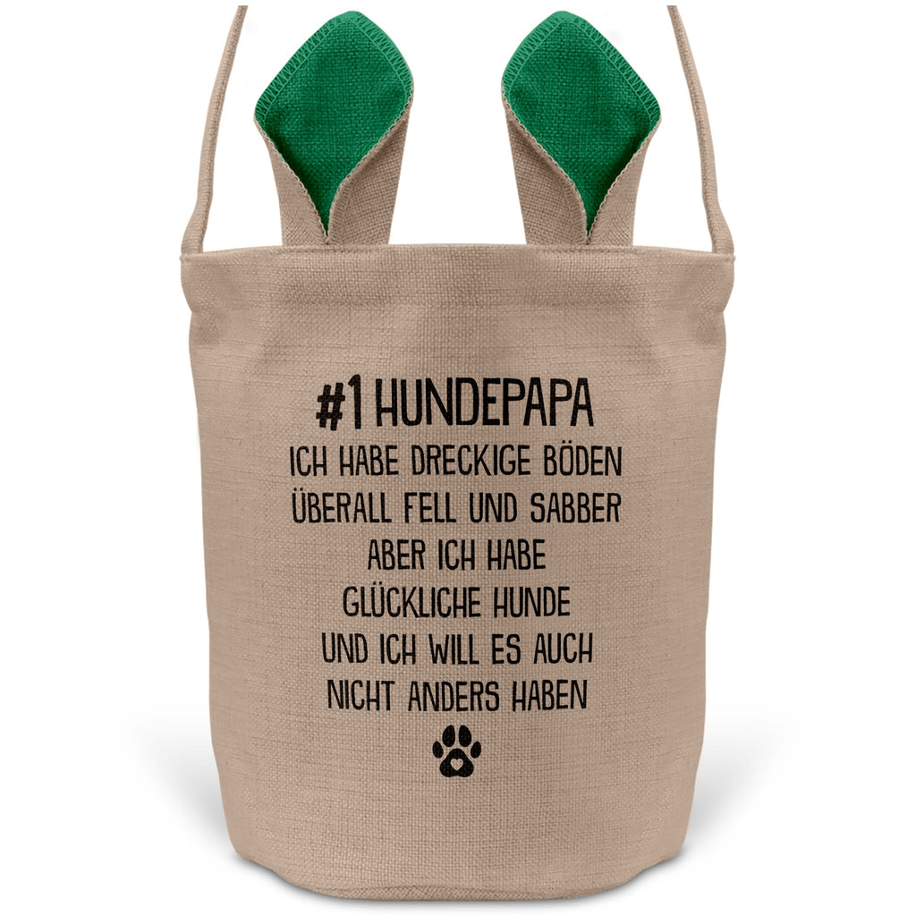 22Feels® Hundepapa Herrchen Hunde Osterkorb mit Henkel Ostergeschenk Tragetasche Ostern Deko Osternest Körbchen Hasenohren (Beige/Grün)-Ostern Tragetasche-22Feels