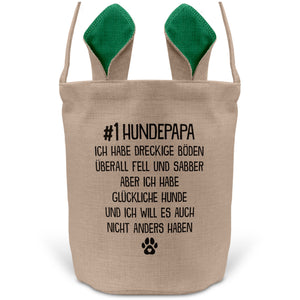 22Feels® Hundepapa Herrchen Hunde Osterkorb mit Henkel Ostergeschenk Tragetasche Ostern Deko Osternest Körbchen Hasenohren (Beige/Grün)-Ostern Tragetasche-22Feels