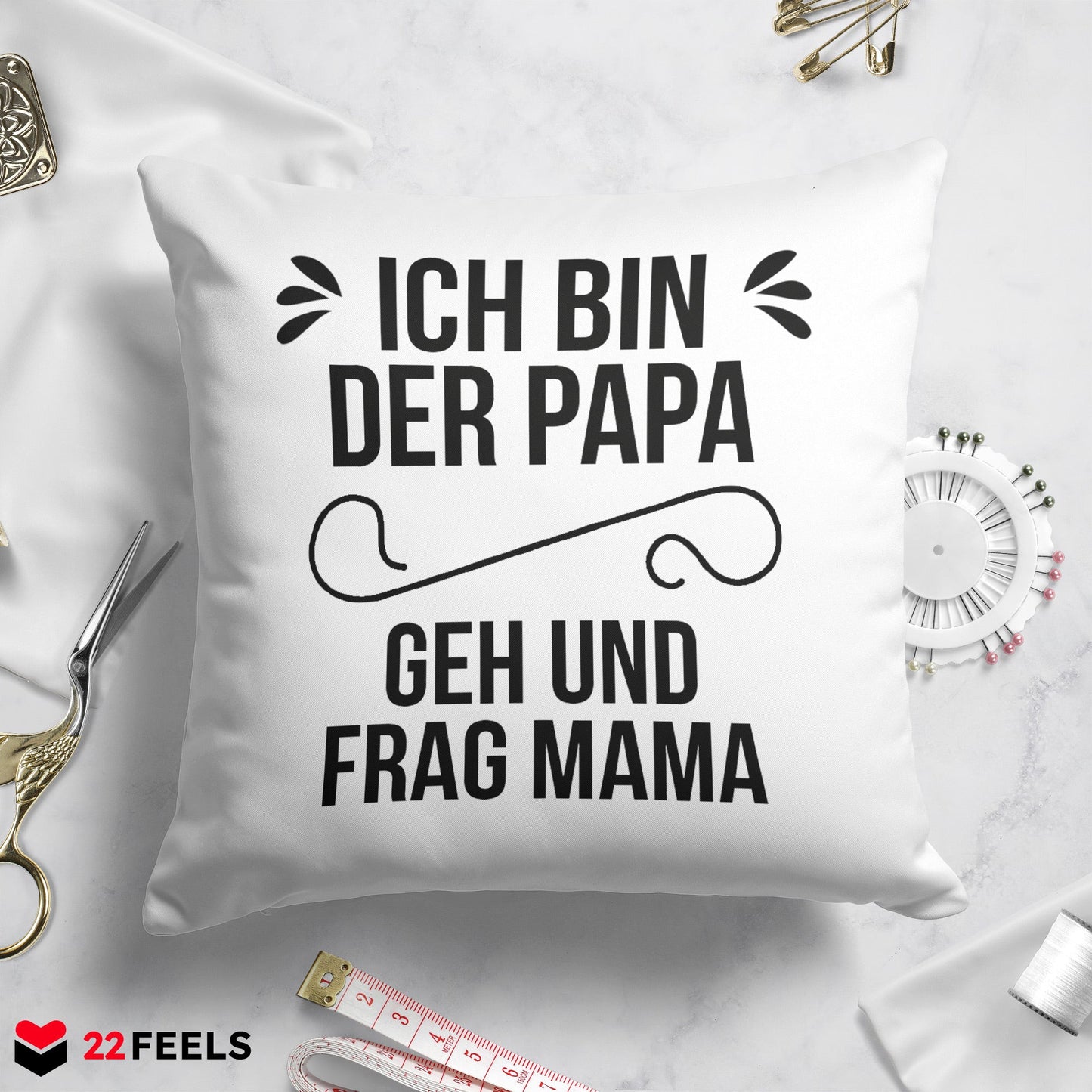 22Feels® Papa Geschenk - Kissen mit Spruch (Weiss 40x40cm)-Kissen Weiss 40x40-22Feels