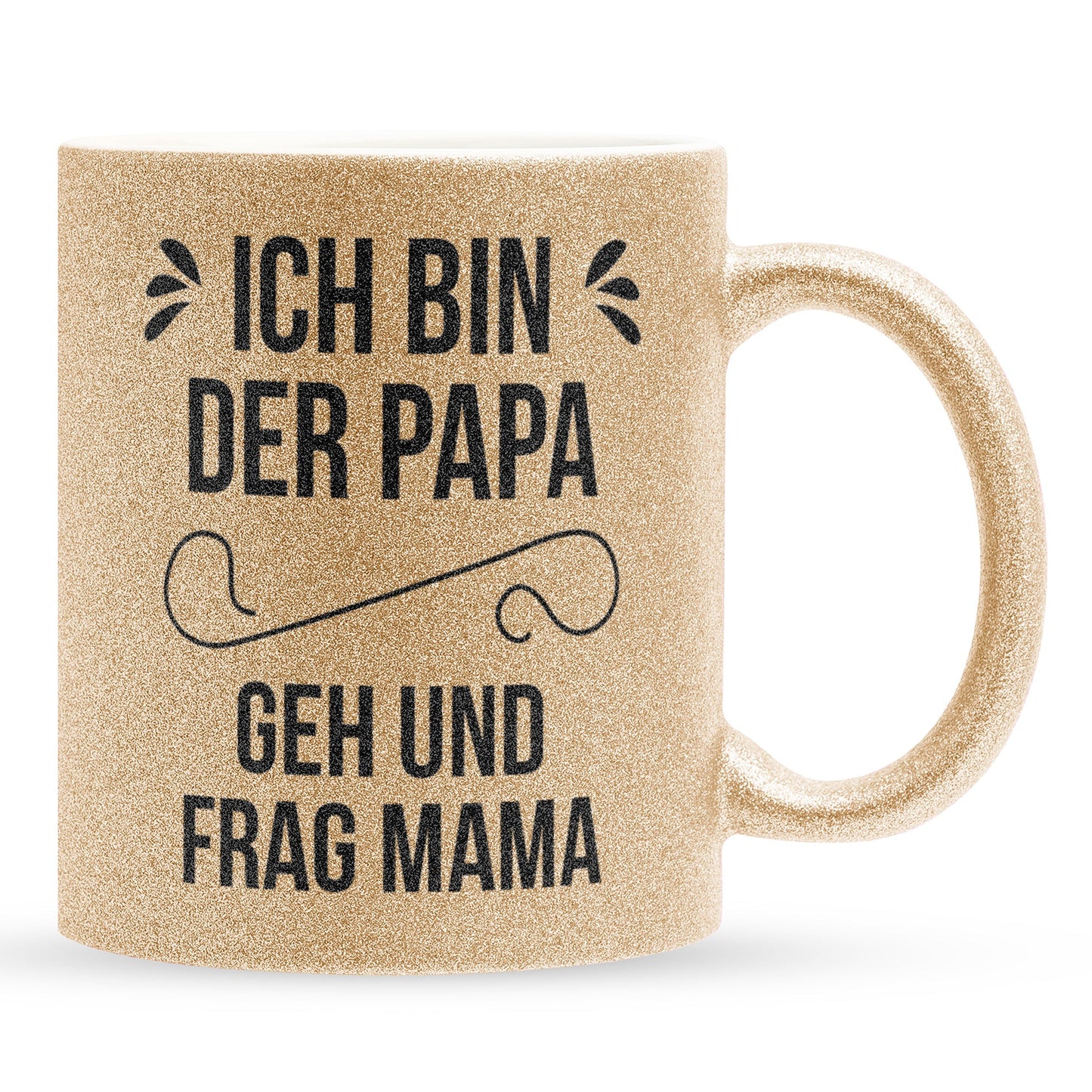 22Feels® Geschenk für Papas - Glitzertasse mit Spruch (Gold, 320ml)-Glitzertasse Gold 320ml-22Feels