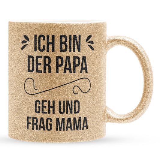 22Feels® Geschenk für Papas - Glitzertasse mit Spruch (Gold, 320ml)-Glitzertasse Gold 320ml-22Feels