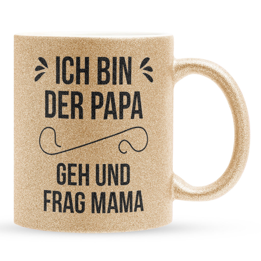 22Feels® Geschenk für Papas - Glitzertasse mit Spruch (Gold, 320ml)-Glitzertasse Gold 320ml-22Feels