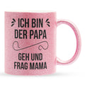 22Feels® Geschenk für Papas - Glitzertasse mit Spruch (Pink, 320ml)-Glitzertasse Pink 320ml-22Feels