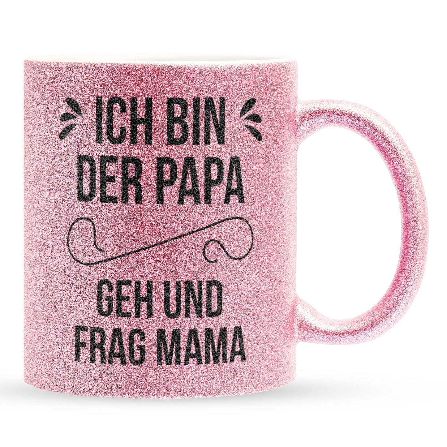 22Feels® Geschenk für Papas - Glitzertasse mit Spruch (Pink, 320ml)-Glitzertasse Pink 320ml-22Feels