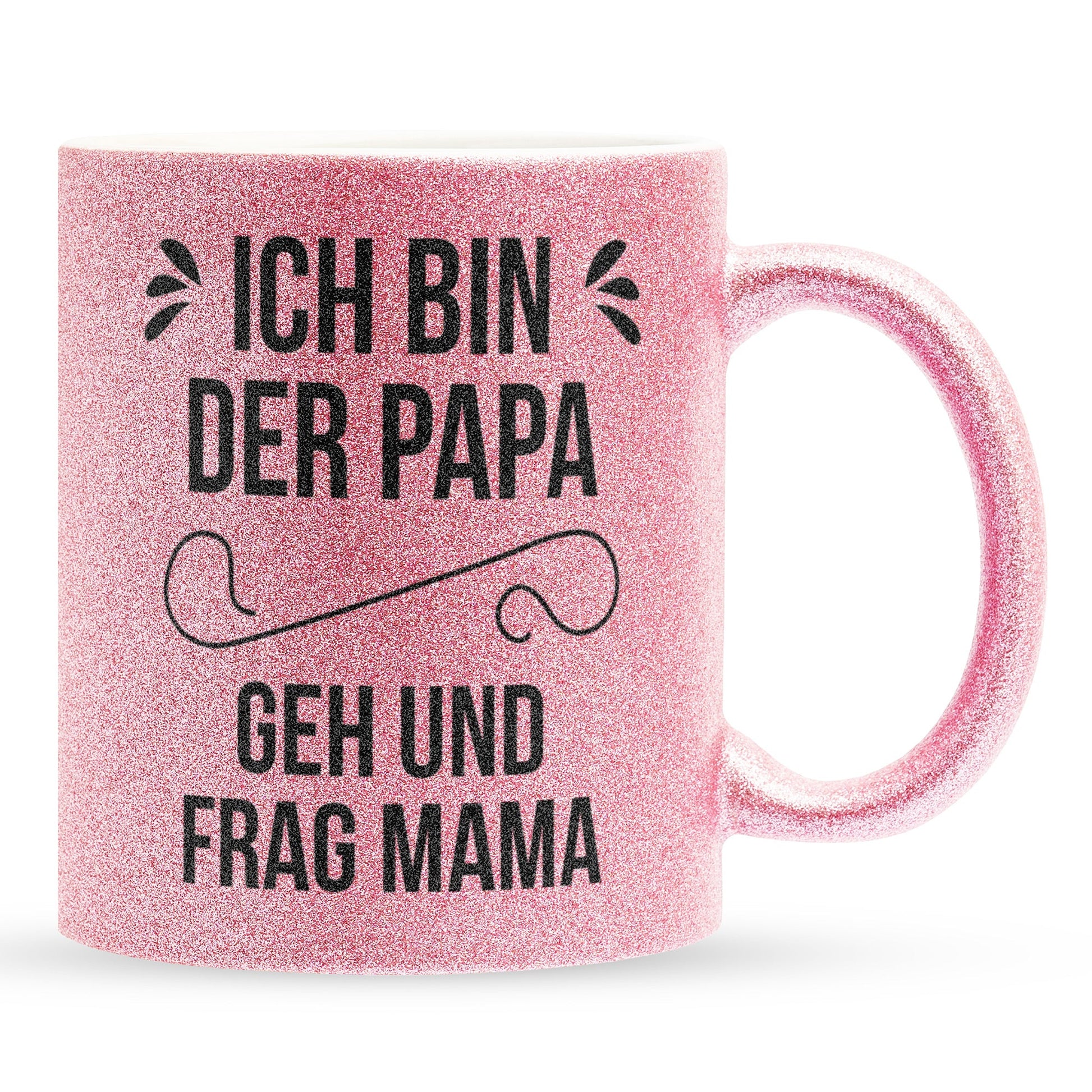 22Feels® Geschenk für Papas - Glitzertasse mit Spruch (Pink, 320ml)-Glitzertasse Pink 320ml-22Feels