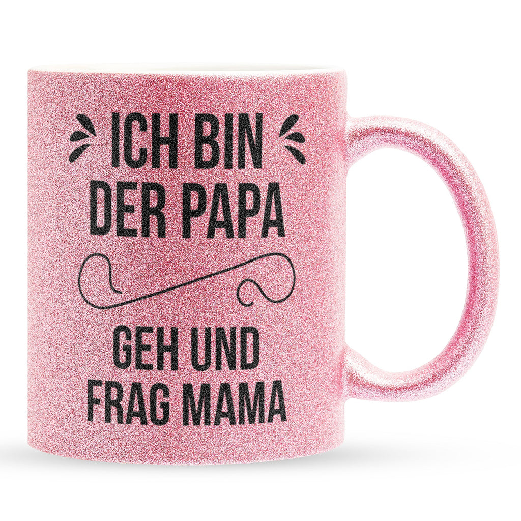 22Feels® Geschenk für Papas - Glitzertasse mit Spruch (Pink, 320ml)-Glitzertasse Pink 320ml-22Feels