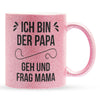22Feels® Geschenk für Papas - Glitzertasse mit Spruch (Pink, 320ml)-Glitzertasse Pink 320ml-22Feels