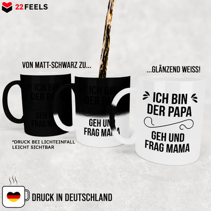 22Feels® Geschenk für Papas - Zaubertasse mit Spruch (Matt-Schwarz und Weiss, 320ml)-Farbwechsel Tasse Matt 320ml-22Feels