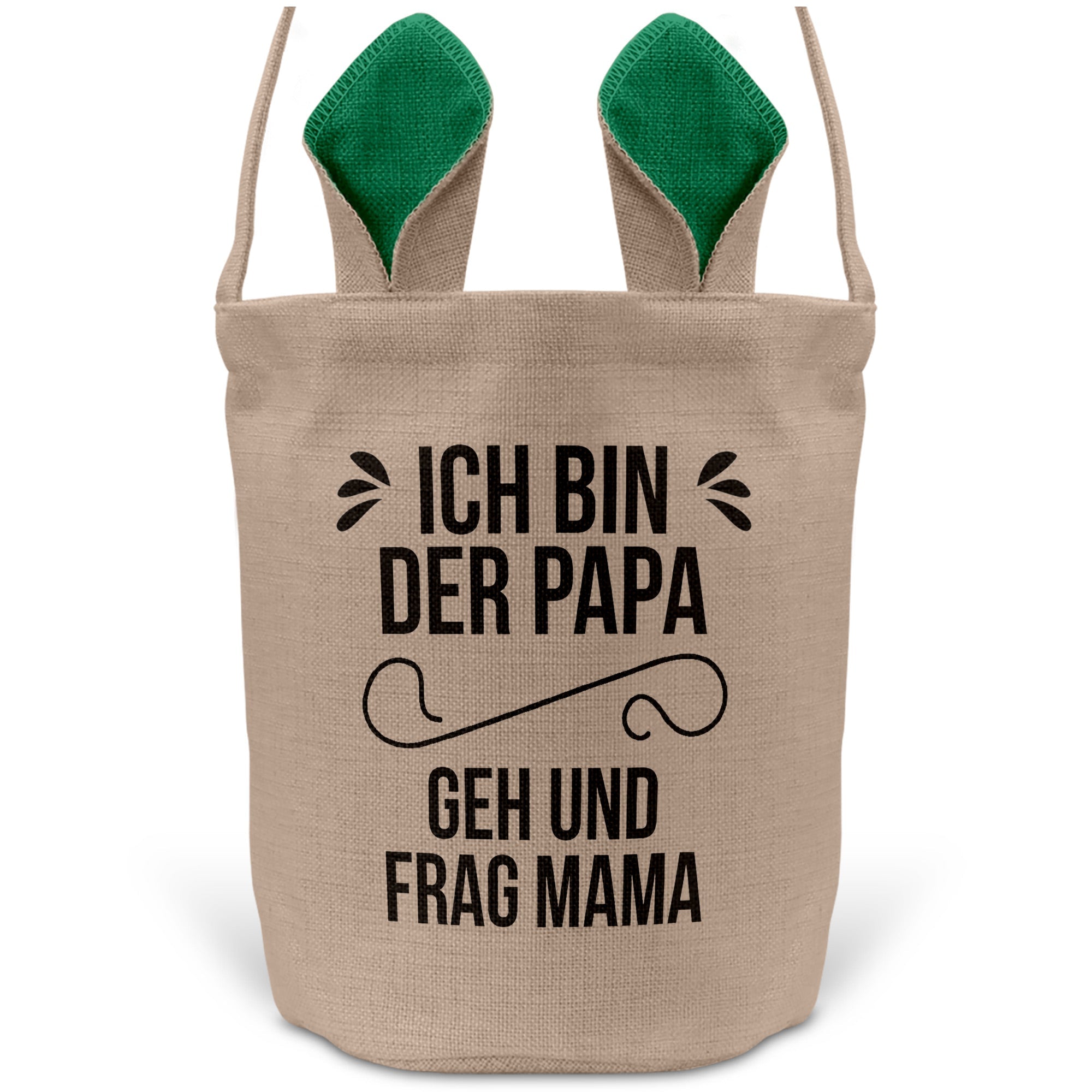 22Feels® Papa Osterkorb Vater mit Henkel Ostergeschenk Tragetasche Ostern Deko Osternest Körbchen Hasenohren (Beige/Grün)-Ostern Tragetasche-22Feels