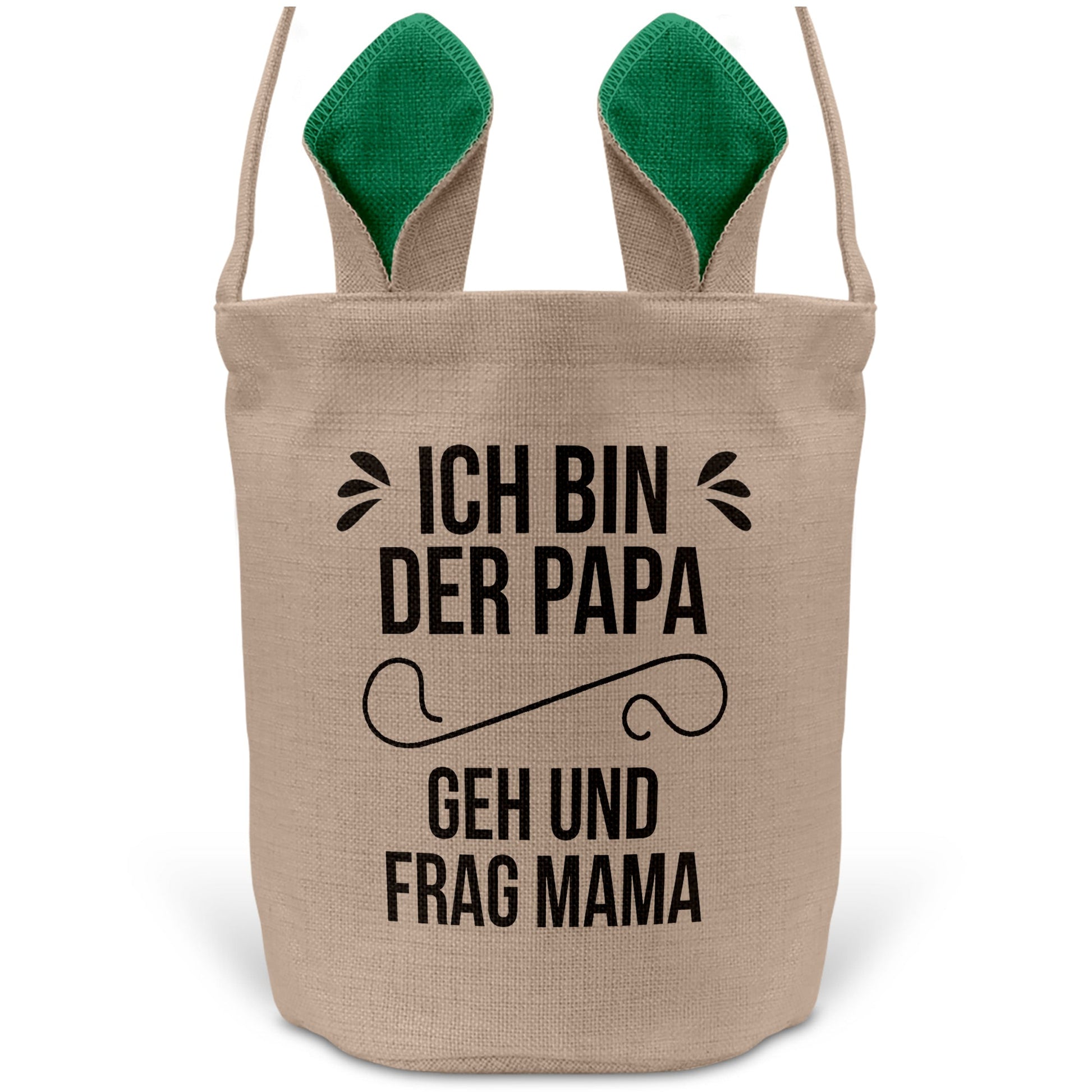 22Feels® Papa Osterkorb Vater mit Henkel Ostergeschenk Tragetasche Ostern Deko Osternest Körbchen Hasenohren (Beige/Grün)-Ostern Tragetasche-22Feels
