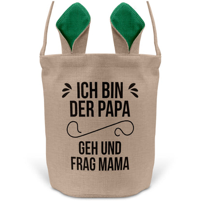 22Feels® Papa Osterkorb Vater mit Henkel Ostergeschenk Tragetasche Ostern Deko Osternest Körbchen Hasenohren (Beige/Grün)-Ostern Tragetasche-22Feels