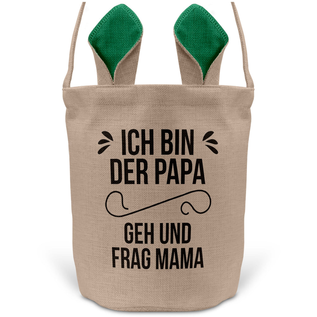 22Feels® Papa Osterkorb Vater mit Henkel Ostergeschenk Tragetasche Ostern Deko Osternest Körbchen Hasenohren (Beige/Grün)-Ostern Tragetasche-22Feels