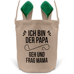 22Feels® Papa Osterkorb Vater mit Henkel Ostergeschenk Tragetasche Ostern Deko Osternest Körbchen Hasenohren (Beige/Grün)-Ostern Tragetasche-22Feels