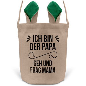 22Feels® Papa Osterkorb Vater mit Henkel Ostergeschenk Tragetasche Ostern Deko Osternest Körbchen Hasenohren (Beige/Grün)-Ostern Tragetasche-22Feels