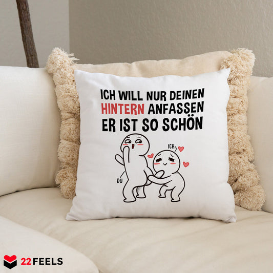 22Feels® Paar Geschenk zum Jahrestag, Valentinstag, Hochzeitstag etc. - Kissen mit Spruch (Weiss 40x40cm)-Kissen Weiss 40x40-22Feels