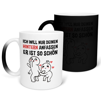 22Feels® Pärchen Geschenk zum Jahrestag, Hochzeitstag, Valentinstag etc. - Zaubertasse mit Spruch (Matt-Schwarz und Weiss, 320ml)-Farbwechsel Tasse Matt 320ml-22Feels