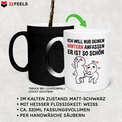 22Feels® Pärchen Geschenk zum Jahrestag, Hochzeitstag, Valentinstag etc. - Zaubertasse mit Spruch (Matt-Schwarz und Weiss, 320ml)-Farbwechsel Tasse Matt 320ml-22Feels