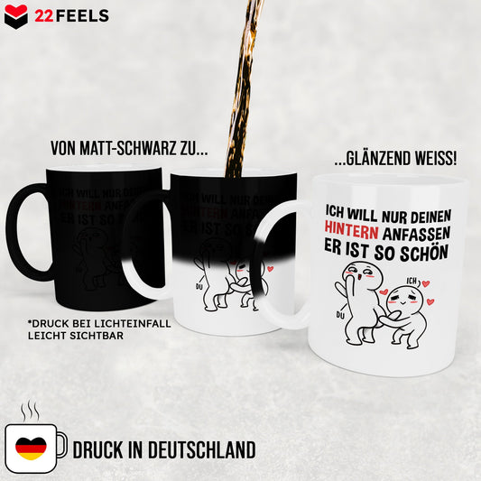 22Feels® Pärchen Geschenk zum Jahrestag, Hochzeitstag, Valentinstag etc. - Zaubertasse mit Spruch (Matt-Schwarz und Weiss, 320ml)-Farbwechsel Tasse Matt 320ml-22Feels