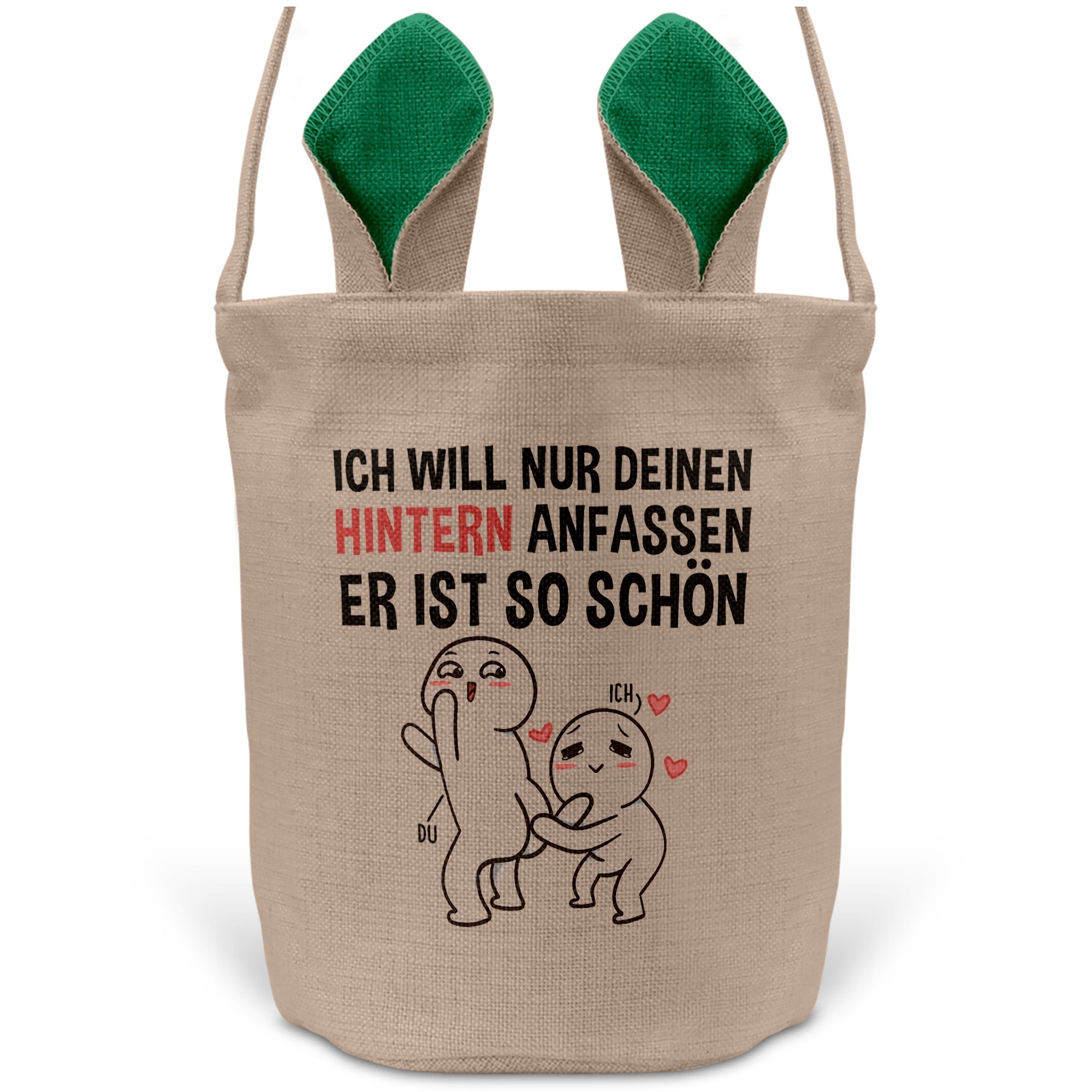 22Feels® Männer Frauen Osterkorb Ehefrau Ehemann Freund Freundin Ostern mit Henkel Ostergeschenk Tragetasche Ostern Deko Osternest Körbchen Hasenohren (Beige/Grün)-Ostern Tragetasche-22Feels