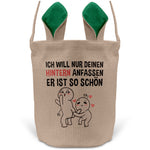 22Feels® Männer Frauen Osterkorb Ehefrau Ehemann Freund Freundin Ostern mit Henkel Ostergeschenk Tragetasche Ostern Deko Osternest Körbchen Hasenohren (Beige/Grün)-Ostern Tragetasche-22Feels